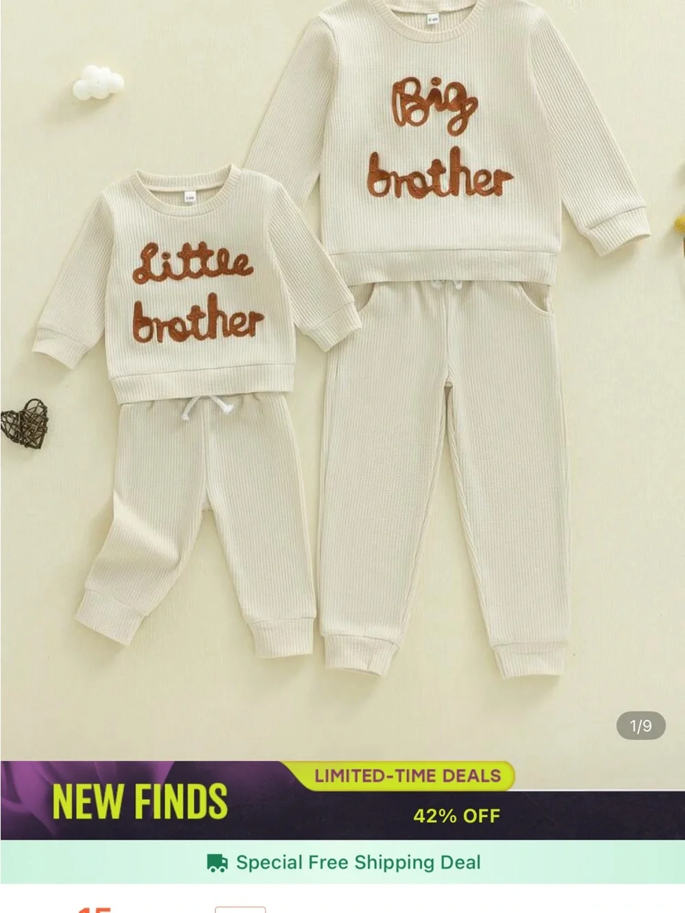 Cream 'Big Brother / Little Brother' Kids Pajama Set